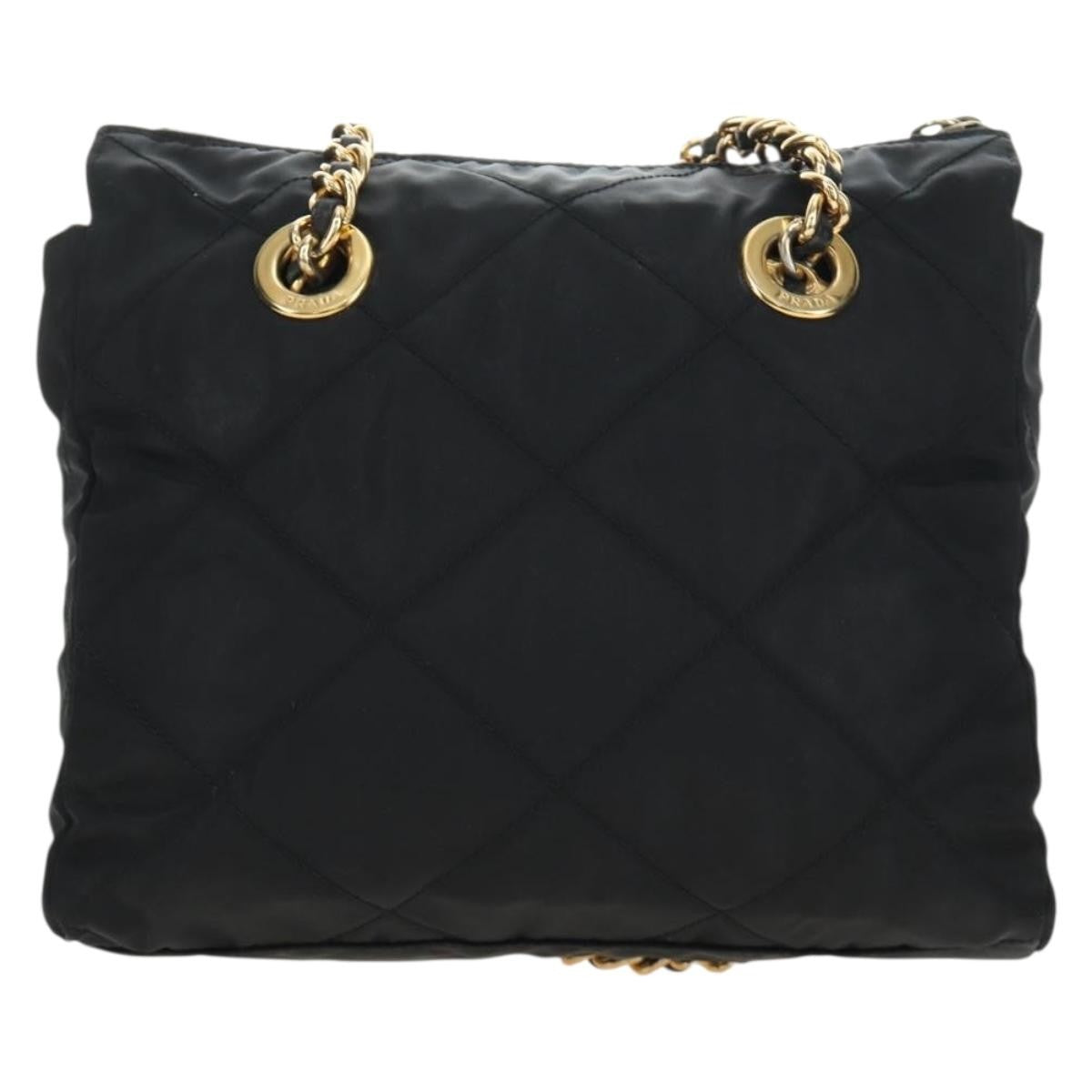 Prada Re-Edition 1995 Chain Tote Quilted Re-Nylon Black Nylon Shoulder Bag Bag (Pre-Owned)