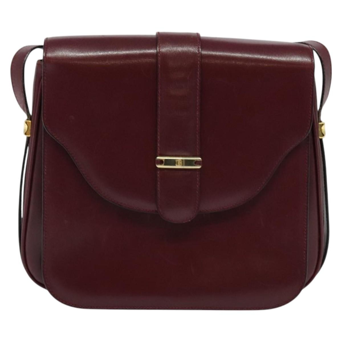 Bally Vintage Leather Burgundy Leather Shoulder Bag Bag (Pre-Owned)