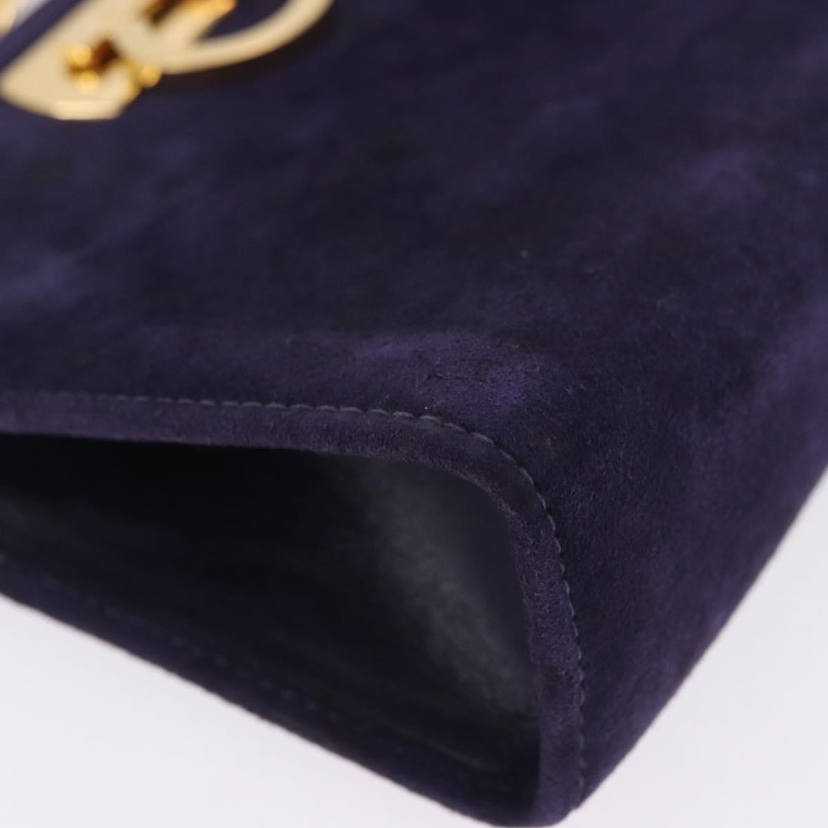 Salvatore Ferragamo Vintage Gancini Chain Suede Purple Suede Shoulder Bag Bag (Pre-Owned)