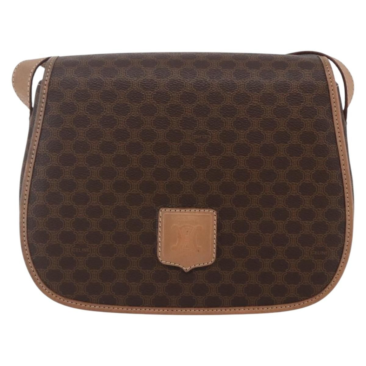 Celine Macadam Shoulder Pvc Leather Brown Canvas Shoulder Bag Bag (Pre-Owned)