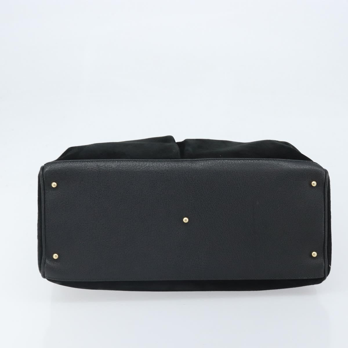Gucci Bamboo Suede Black Suede Tote Bag Bag (Pre-Owned)