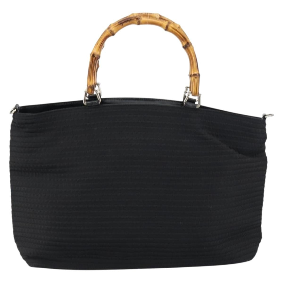 Gucci Vintage Bamboo Handle Nylon Black Nylon Tote Bag Bag (Pre-Owned)