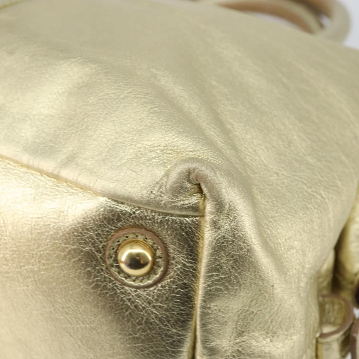 Saint Laurent Easy Y Suede With Fox Fur Gold Leather Bag (Pre-Owned)