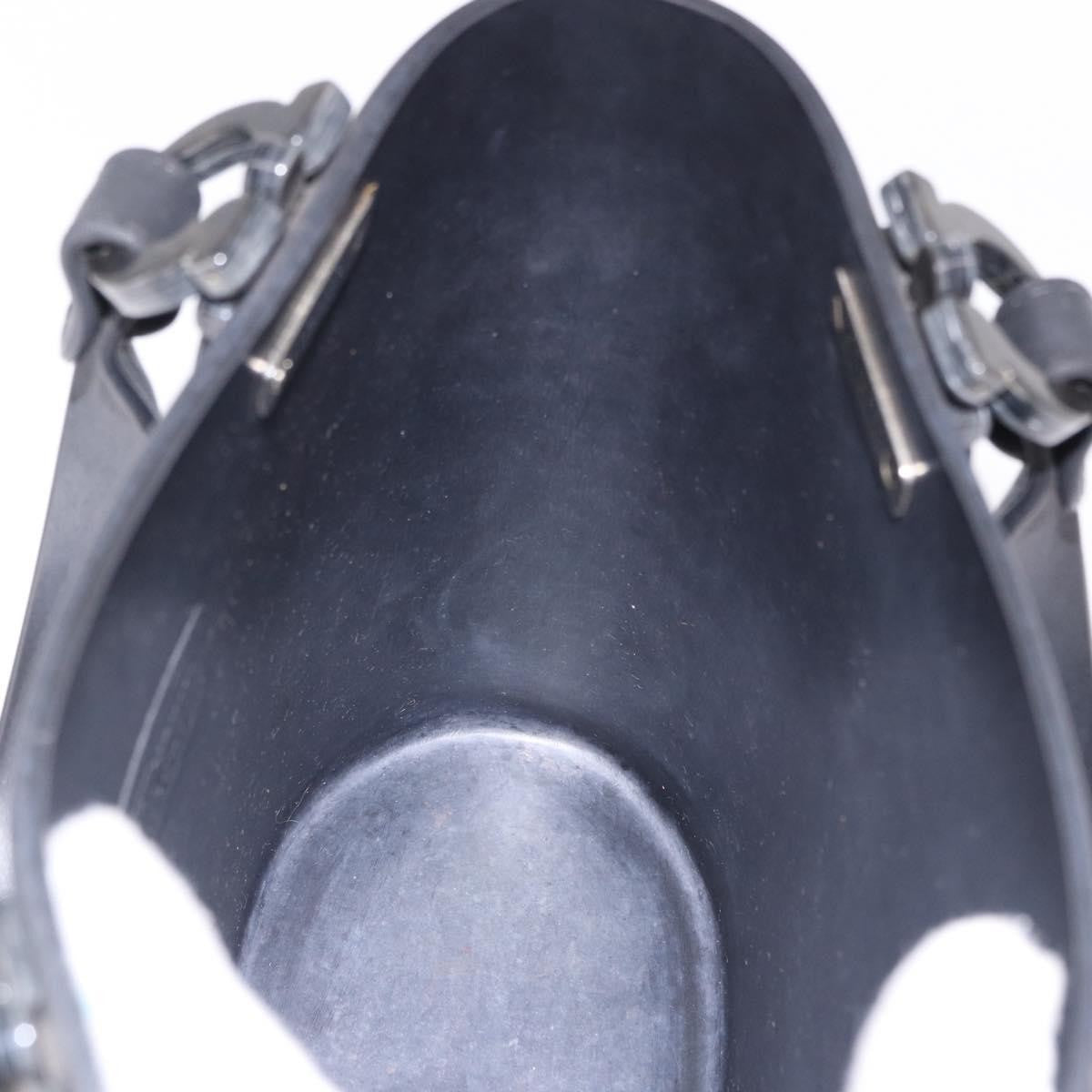 Salvatore Ferragamo Gancini Top Handle Leather Black Rubber Handbag (Pre-Owned)