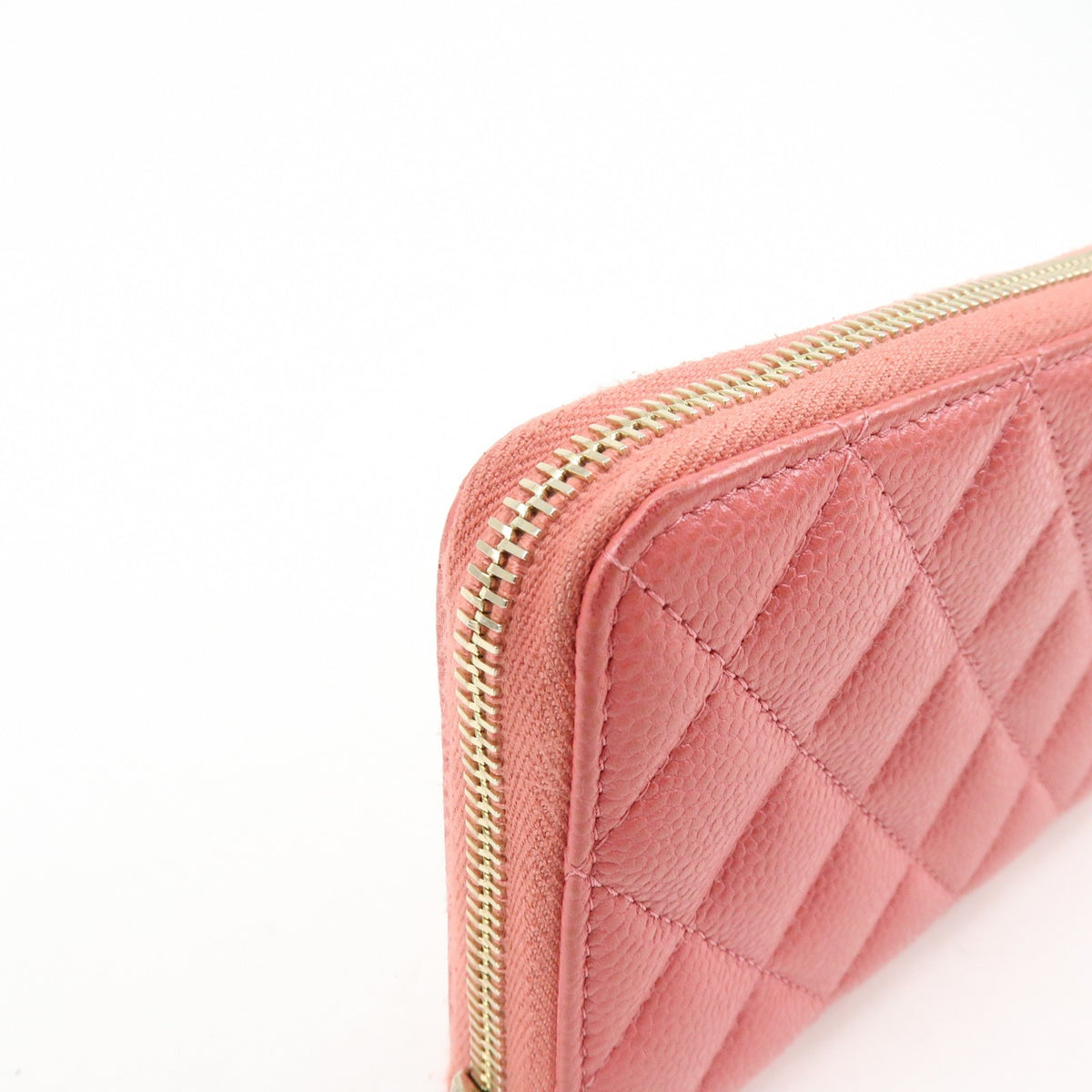 Chanel Zip Around Organizer Quilted Caviar Pink Leather Wallets Accessory (Pre-Owned)