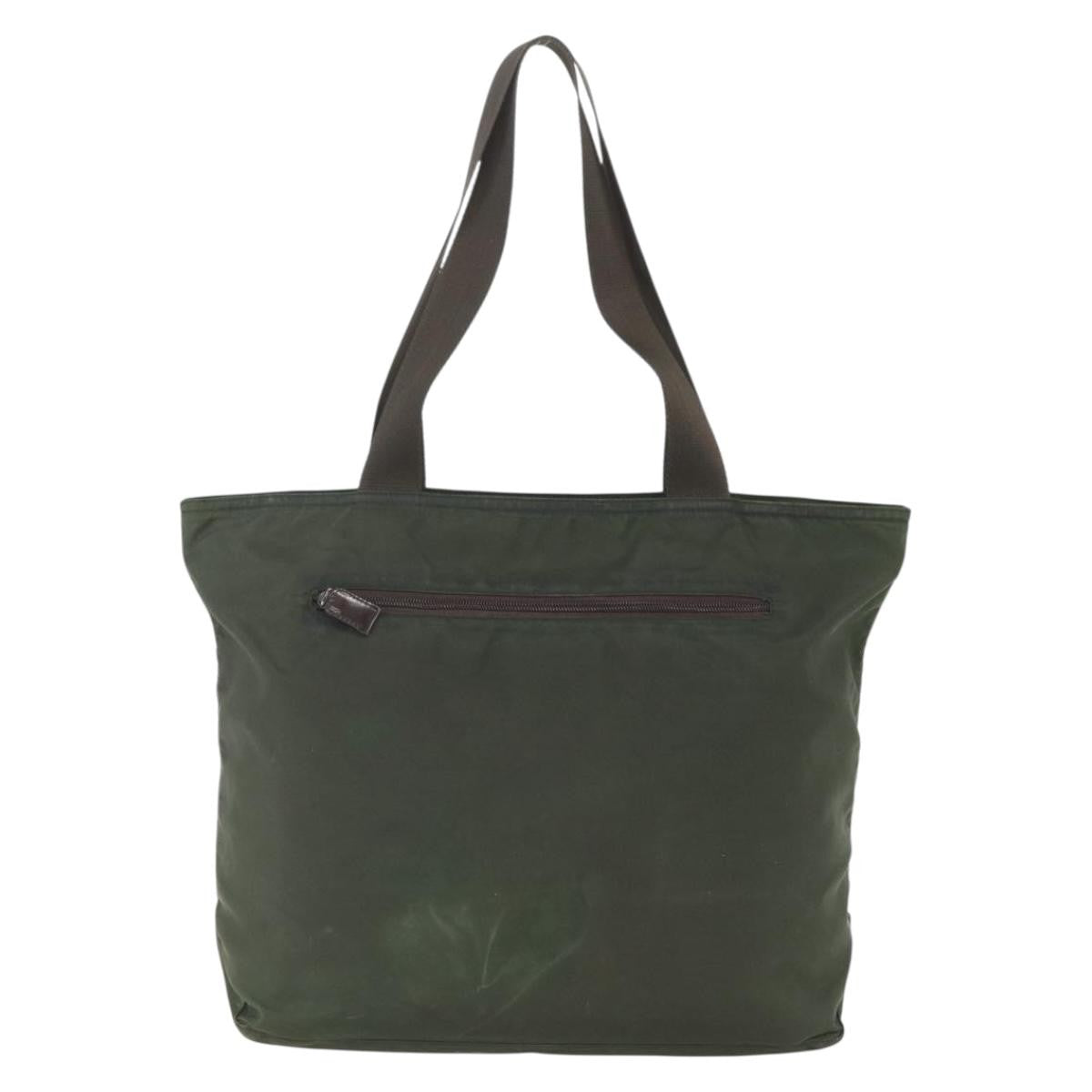 Prada Vintage Zip Tote Tessuto Khaki Nylon Tote Bag Bag (Pre-Owned)