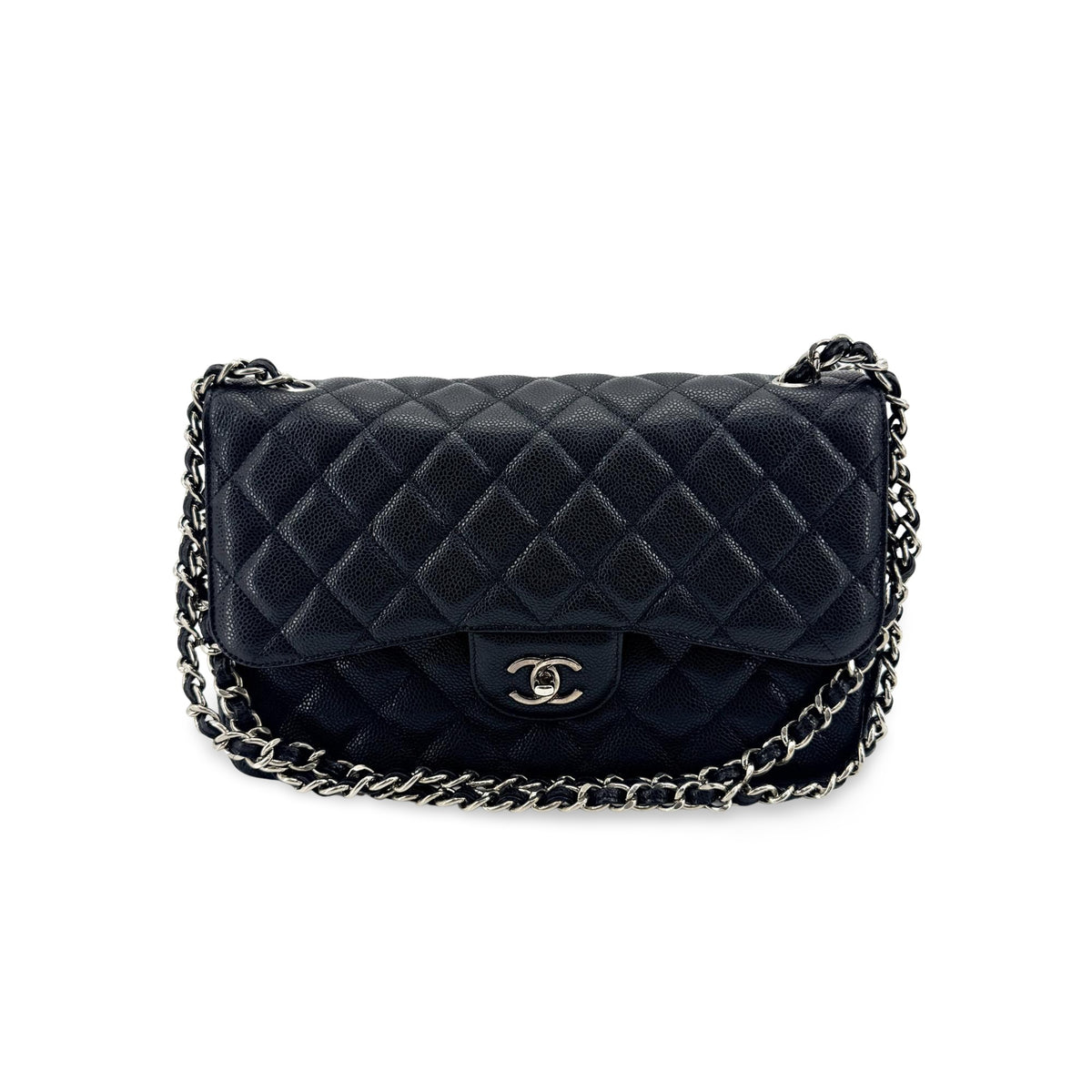 Chanel Classic Single Flap Bag Quilted Lambskin Black Calfskin Shoulder Bag Bag (Pre-Owned)