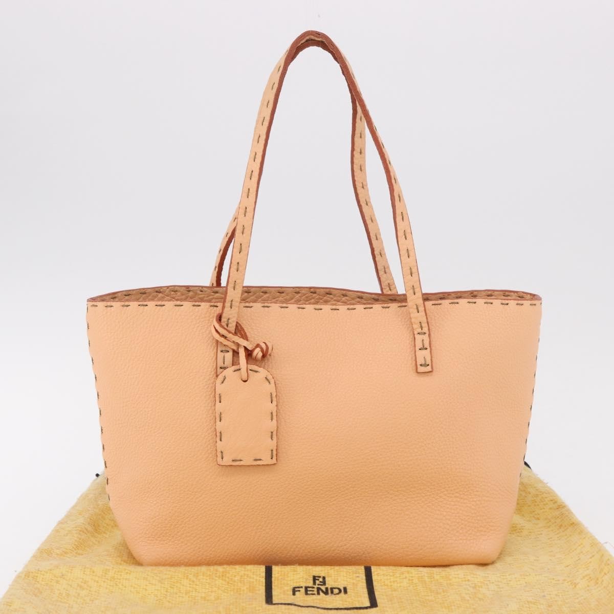 Fendi Selleria Carla Leather Orange Leather Tote Bag Bag (Pre-Owned)