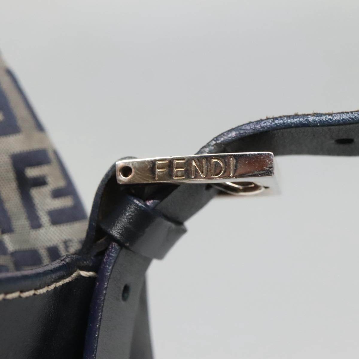Fendi Ff Logo Mon Tresor Bucket Printed Shearling With Leather Navy Canvas Shoulder Bag Bag (Pre-Owned)
