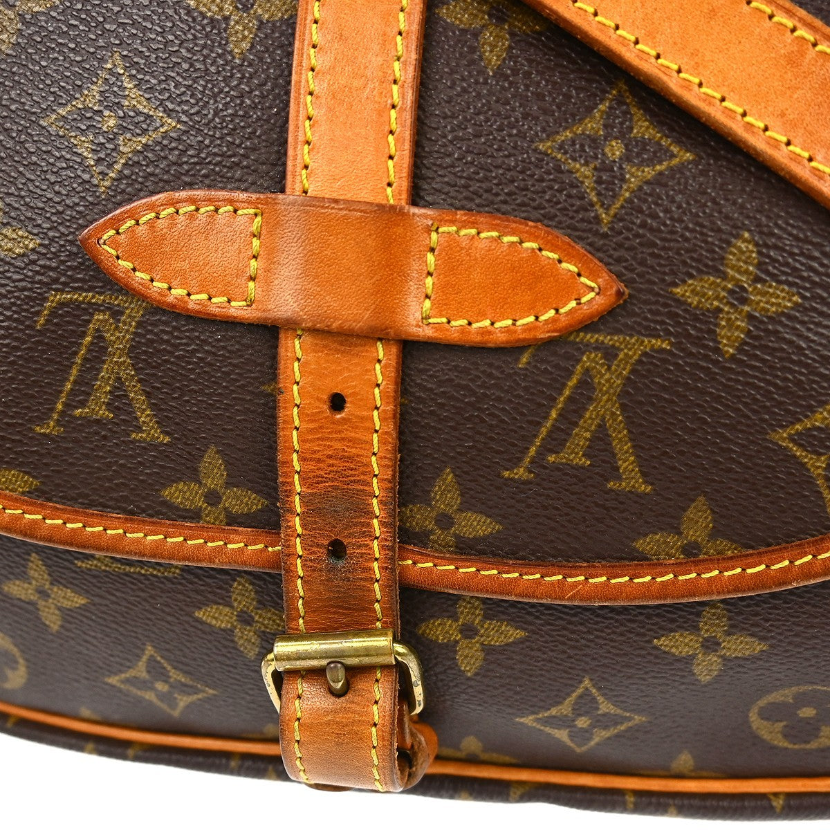 Louis Vuitton Saumur Monogram Brown Canvas Shoulder Bag Bag (Pre-Owned)