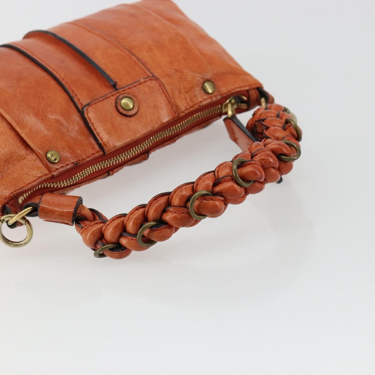 Chloe Heloise Zip Tote Leather Orange Leather Handbag (Pre-Owned)
