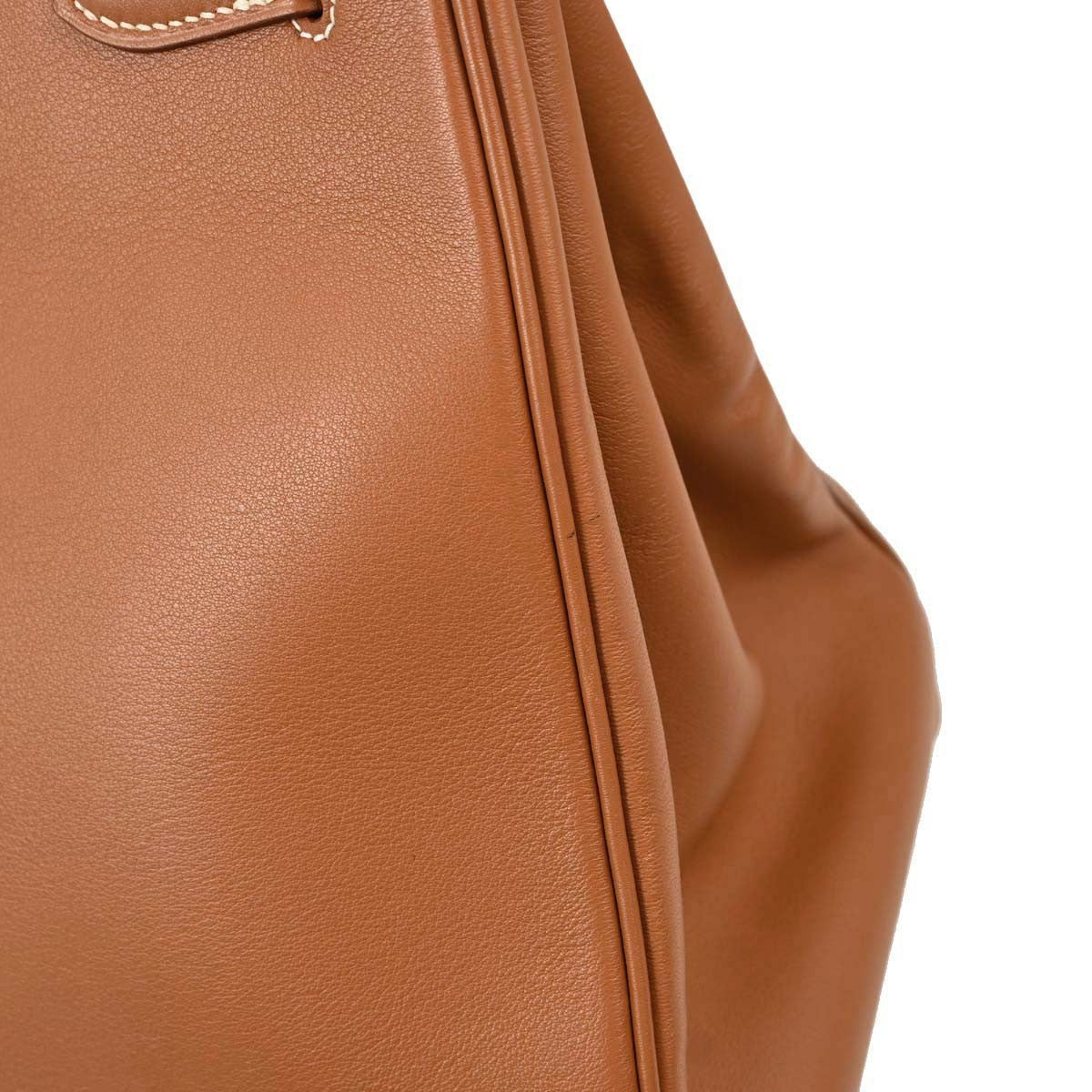 Hermes Birkin Brown Swift With Palladium Hardware Brown Leather Handbag (Pre-Owned)