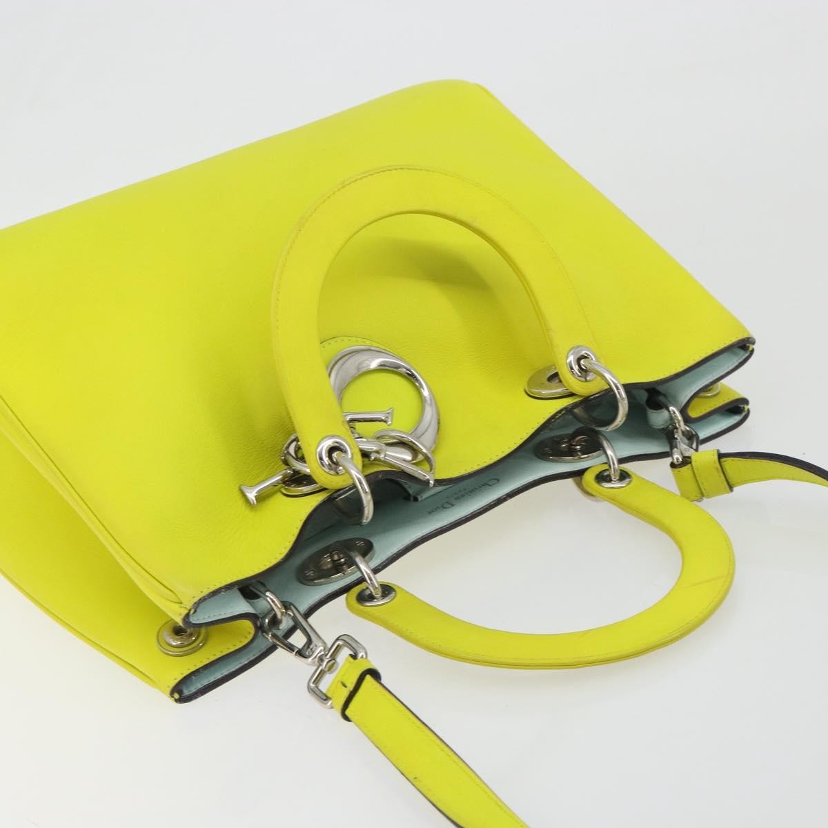 Christian Dior Diorissimo Tote Smooth Calfskin Yellow Leather Handbag (Pre-Owned)