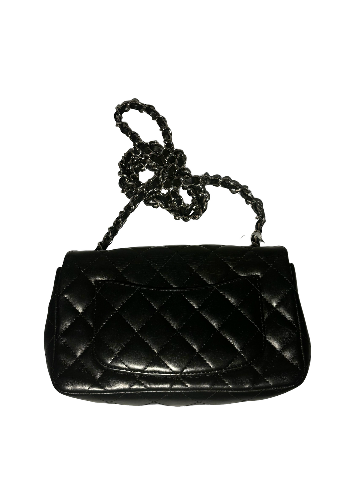 Chanel Classic Single Flap Quilted Lambskin Black Leather Handbag (Pre-Owned)