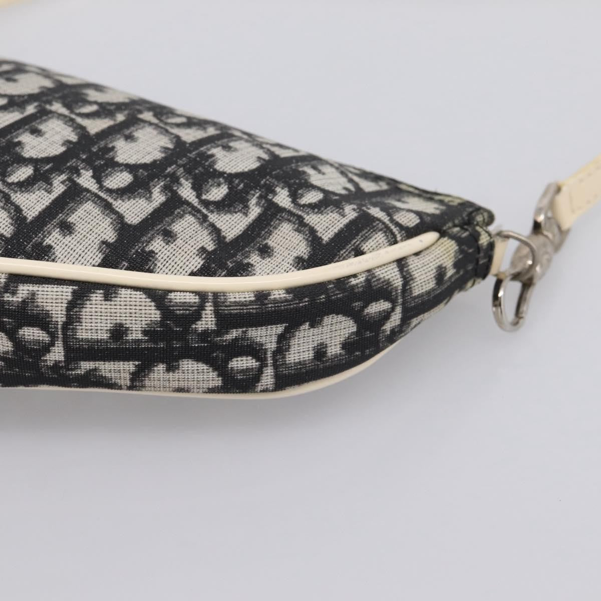 Christian Dior Vintage Saddle Diorissimo Canvas Gray Canvas Handbag (Pre-Owned)