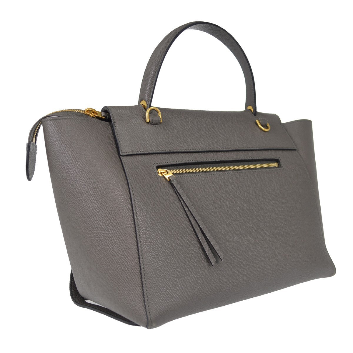 Celine Belt Textured Leather Gray Leather Handbag (Pre-Owned)