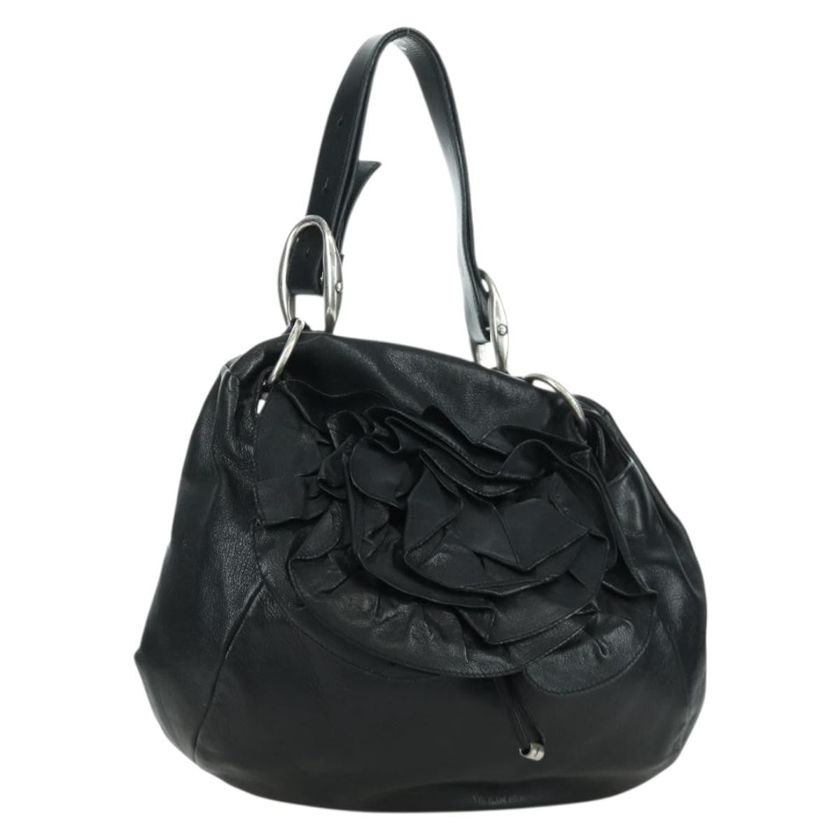 Saint Laurent Vintage Shoulder Bag Leather Black Leather Shoulder Bag Bag (Pre-Owned)