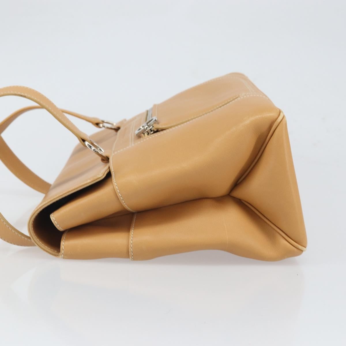 Salvatore Ferragamo Gancini Tote Leather Beige Leather Tote Bag Bag (Pre-Owned)