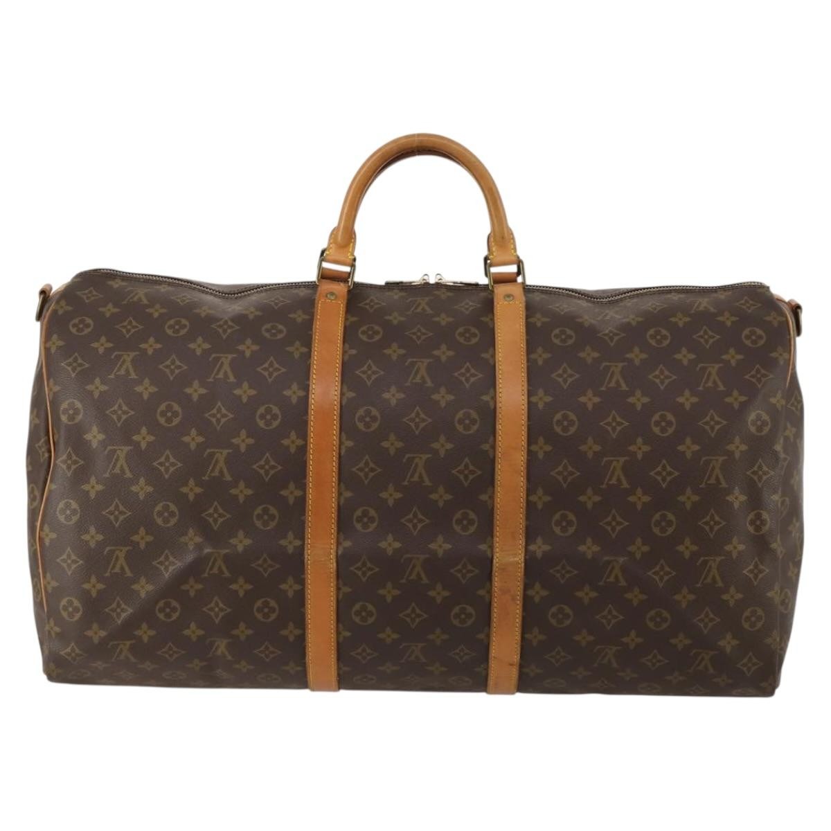 Louis Vuitton Keepall Bandoulière Monogram Brown Canvas Travel Bag Bag (Pre-Owned)