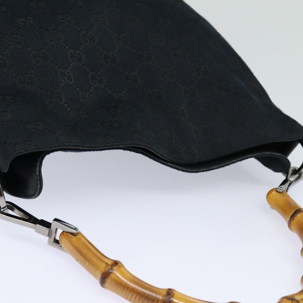 Gucci Bamboo Shoulder Gg Canvas Black Canvas Shoulder Bag Bag (Pre-Owned)