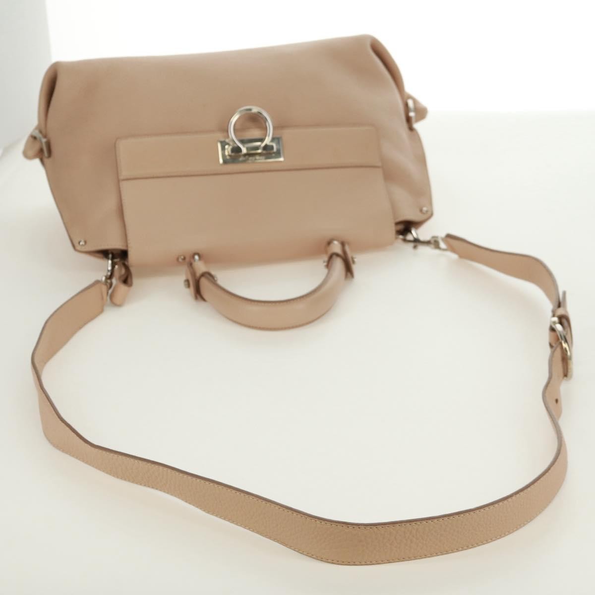 Salvatore Ferragamo Sofia Satchel Grainy Leather Beige Leather Handbag (Pre-Owned)