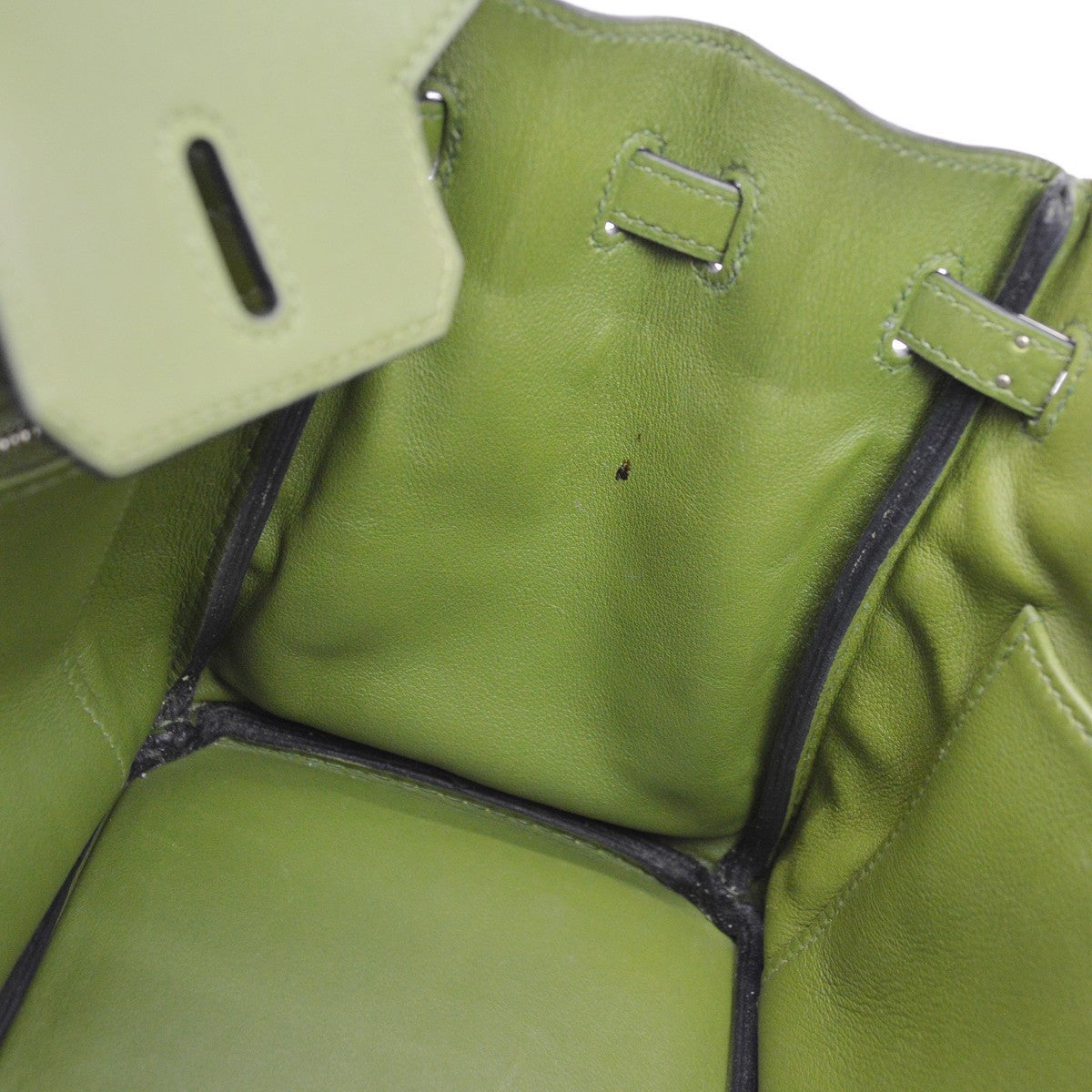 Hermes Birkin Green Swift With Palladium Hardware Green Leather Handbag (Pre-Owned)