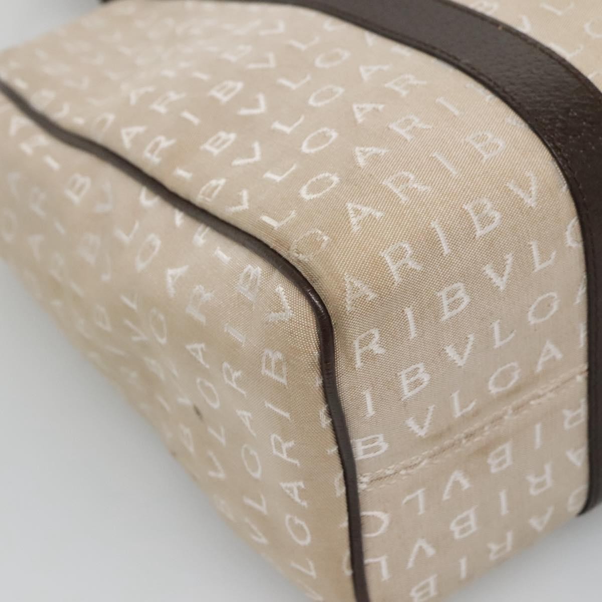 Bvlgari B.Zero1 Logomania Canvas With Leather Beige Canvas Tote Bag Bag (Pre-Owned)