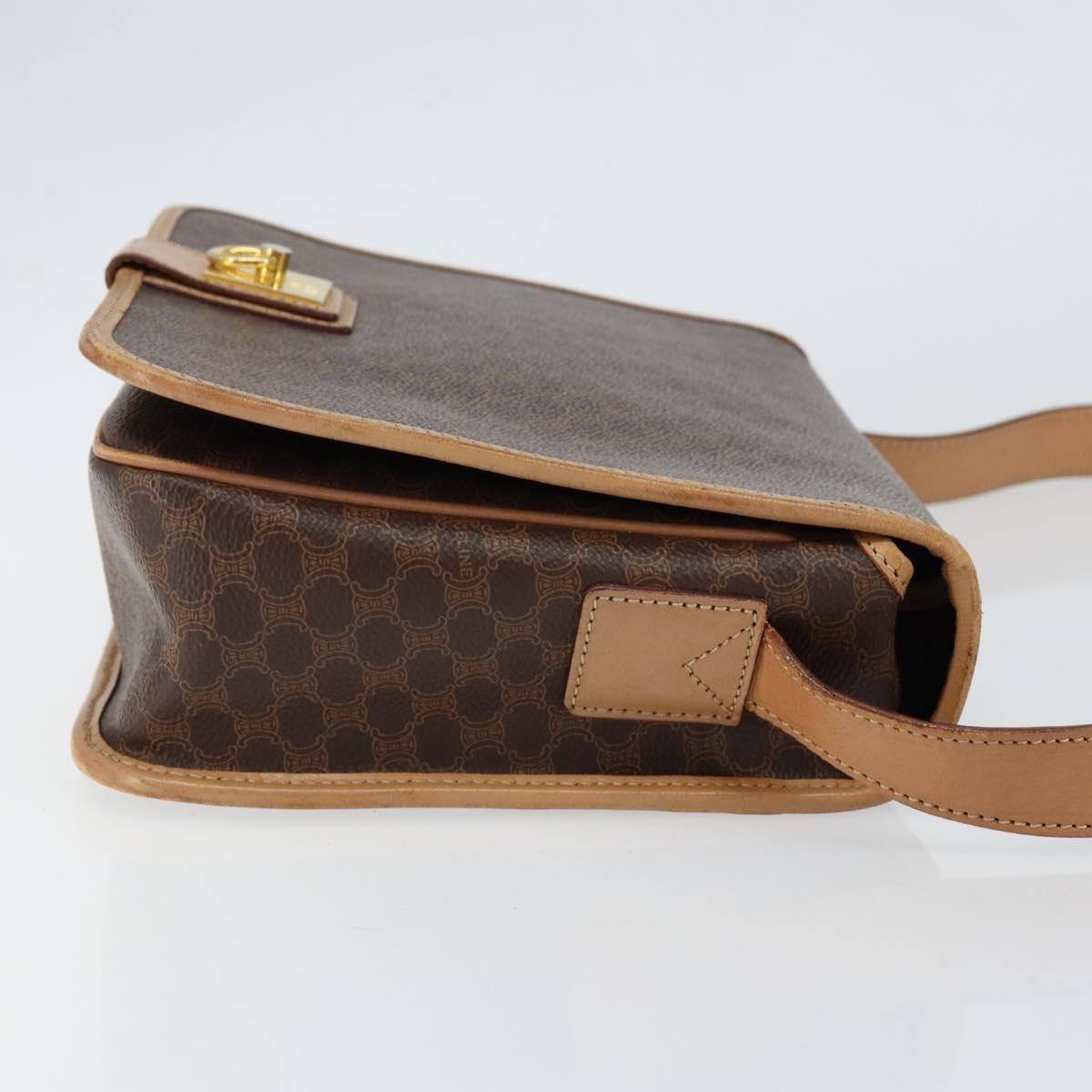 Celine Vintage Macadam Canvas And Leather Brown Canvas Shoulder Bag Bag (Pre-Owned)
