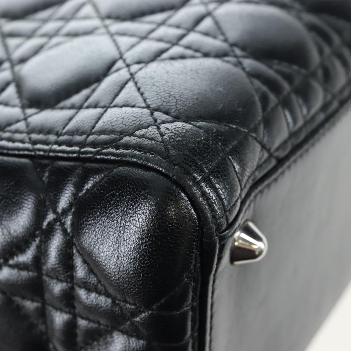 Christian Dior Lady Dior Lambskin Black Leather Handbag (Pre-Owned)
