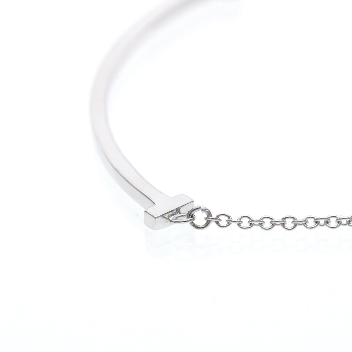 Tiffany & Co. T Smile Pendant 18K White Gold Silver White_Gold Necklace Jewelry (Pre-Owned)