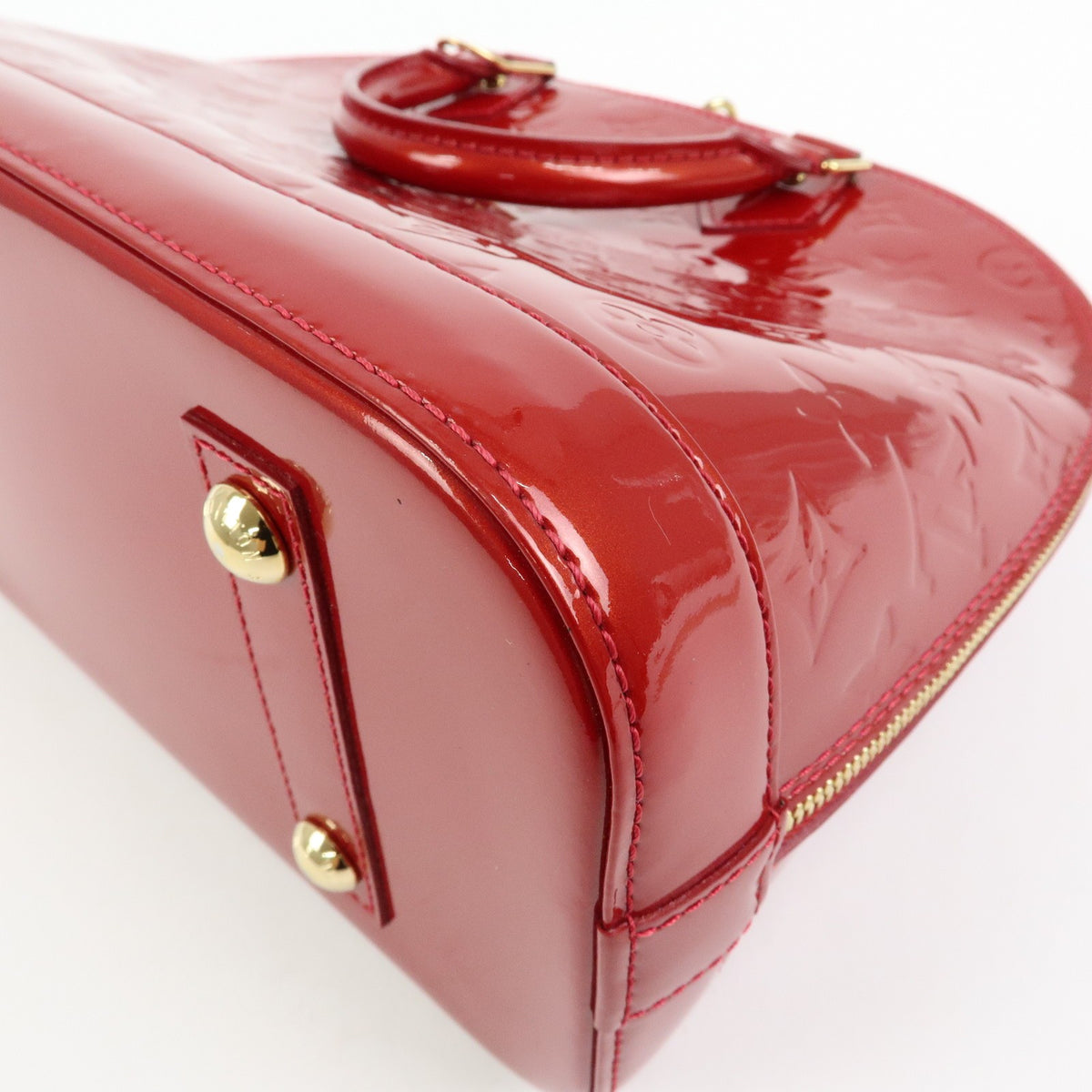 Louis Vuitton Alma Monogram Vernis Red Patent_Leather Handbag (Pre-Owned)
