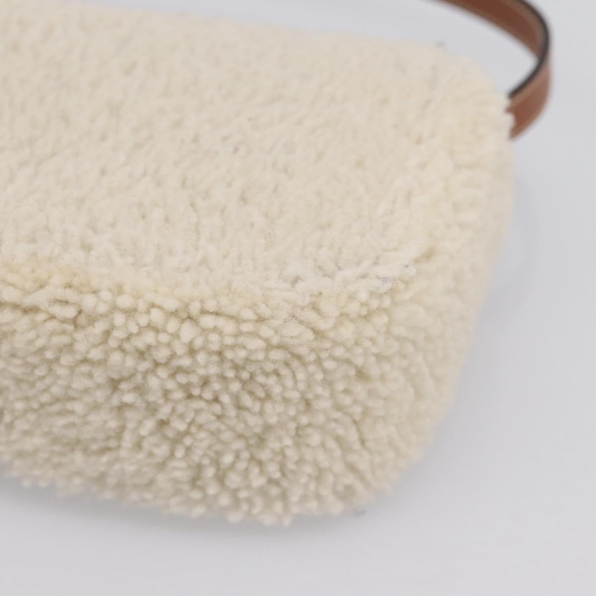 Celine Triomphe Shoulder Shearling Beige Wool Handbag (Pre-Owned)