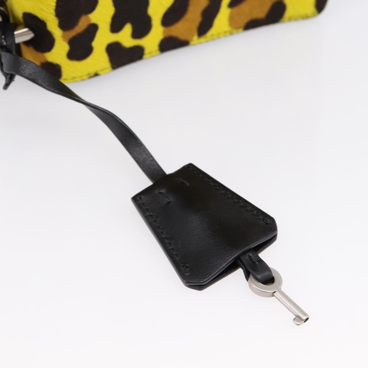 Prada Chain Flap Leather With Pony Hair Yellow Leather Shoulder Bag Bag (Pre-Owned)