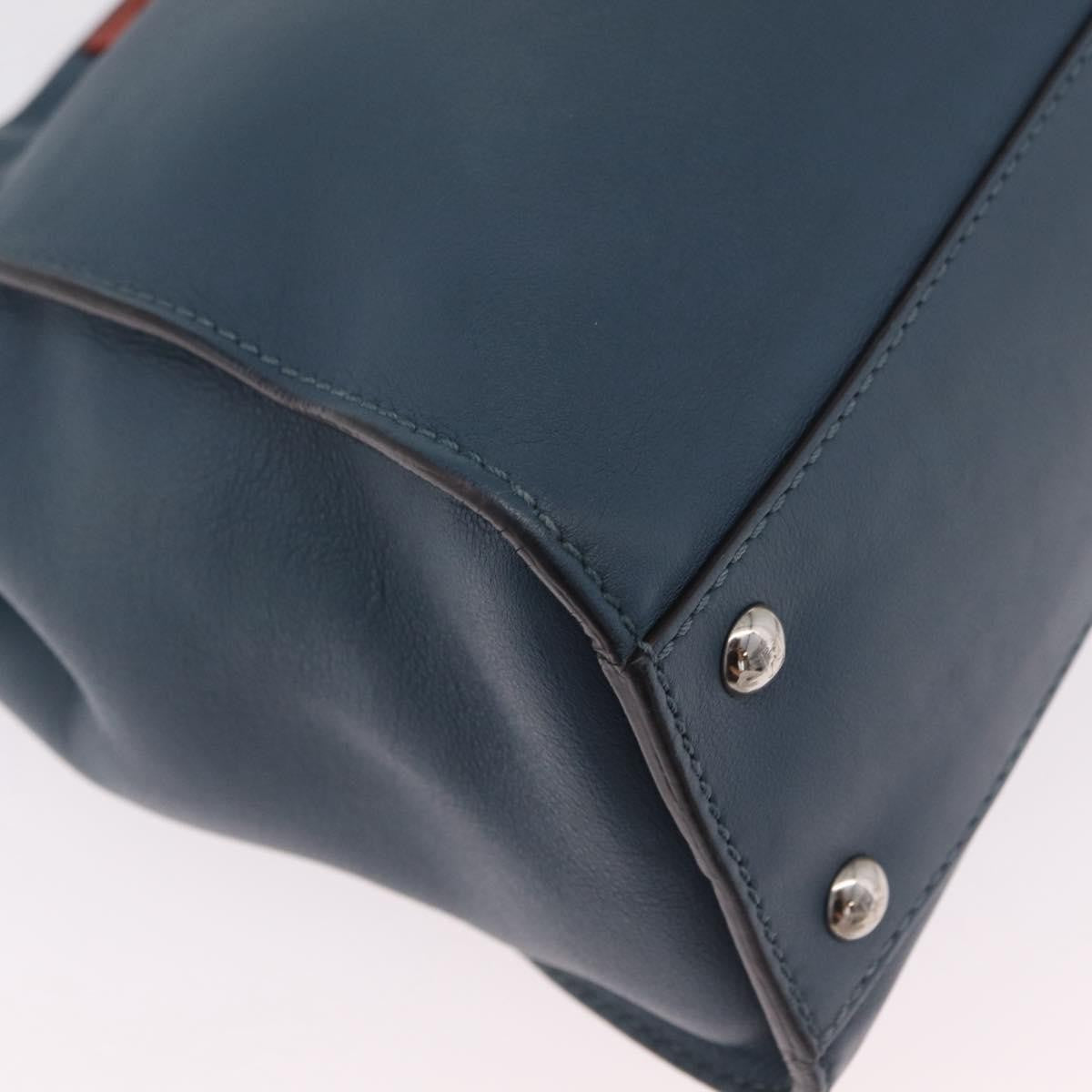 Fendi Peekaboo Ruffled Leather Blue Leather Handbag (Pre-Owned)