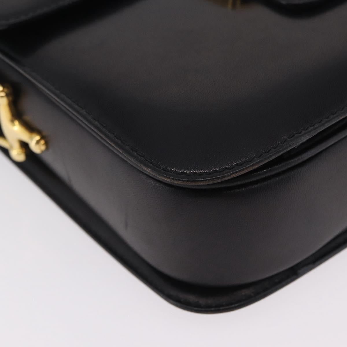 Celine Vintage Carriage Flap Leather Black Leather Handbag (Pre-Owned)