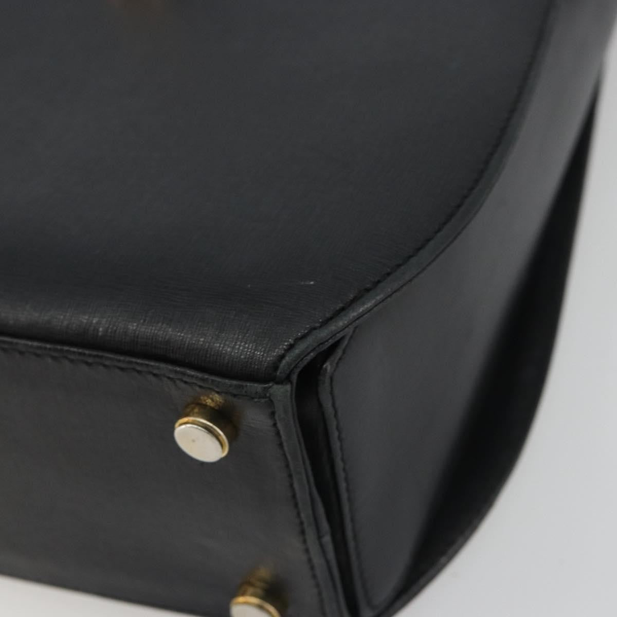 Salvatore Ferragamo Gancini Leather Black Leather Handbag (Pre-Owned)