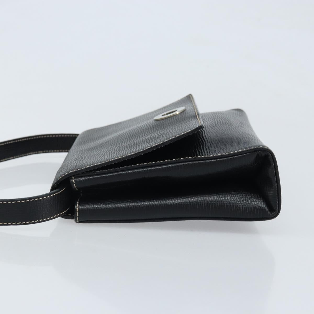 Celine Vintage Circle Logo Leather Black Leather Crossbody Bag Bag (Pre-Owned)