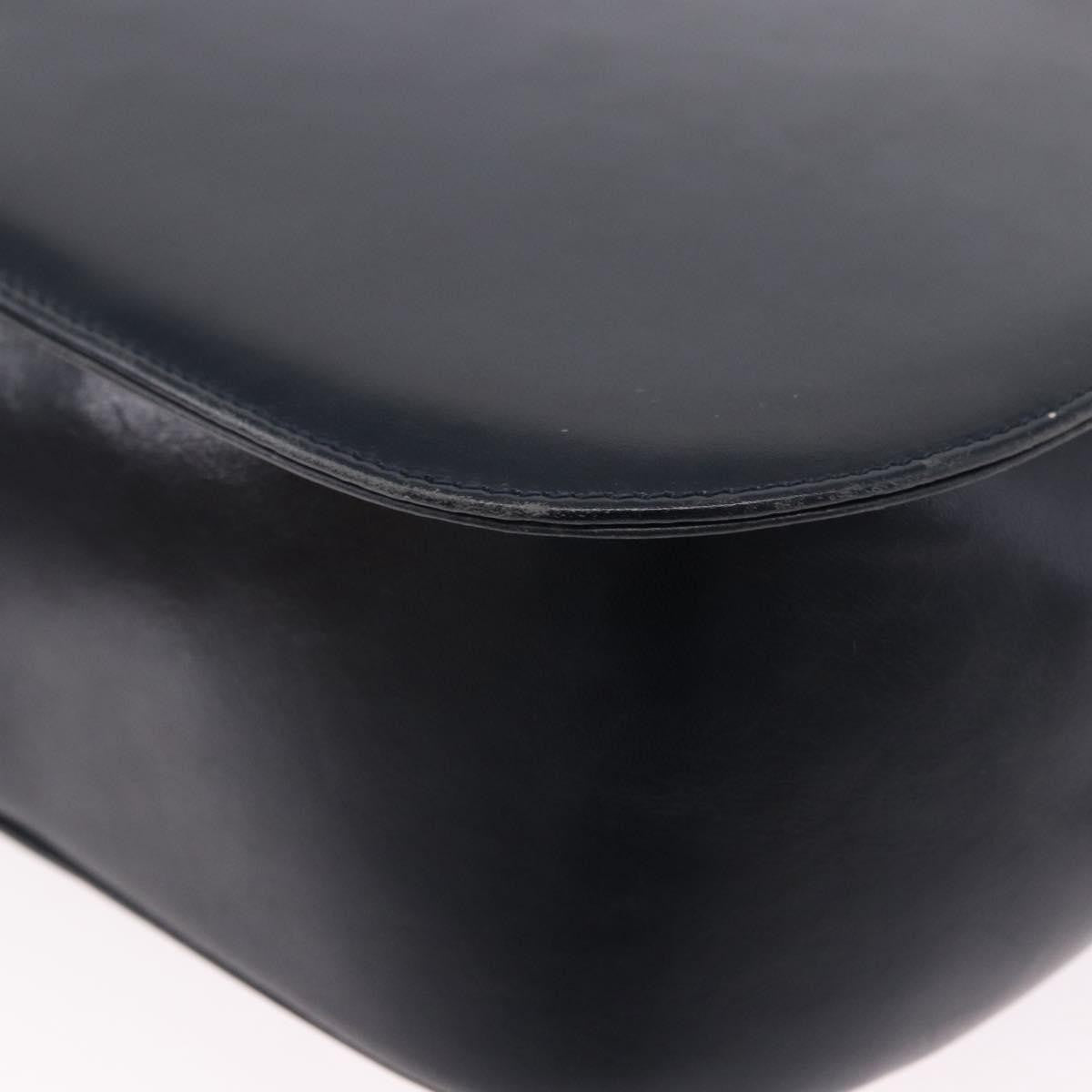 Salvatore Ferragamo Gancini Leather Navy Leather Shoulder Bag Bag (Pre-Owned)