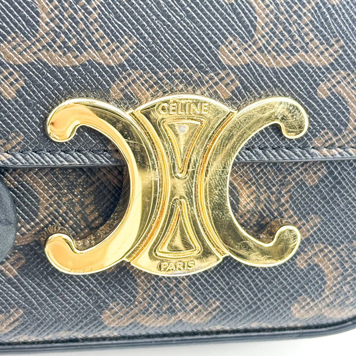 Celine Triomphe Triomphe Coated Canvas Black Canvas Shoulder Bag Bag (Pre-Owned)