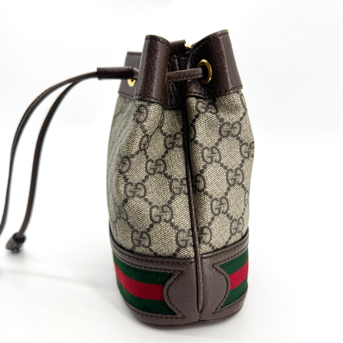 Gucci Ophidia Bucket Gg Coated Canvas Brown Canvas Handbag (Pre-Owned)