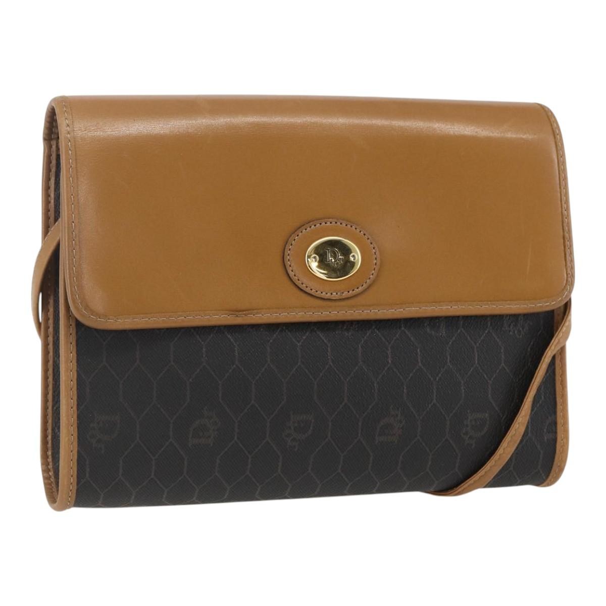 Christian Dior Vintage Honeycomb Canvas And Leather Black Pvc Shoulder Bag Bag (Pre-Owned)