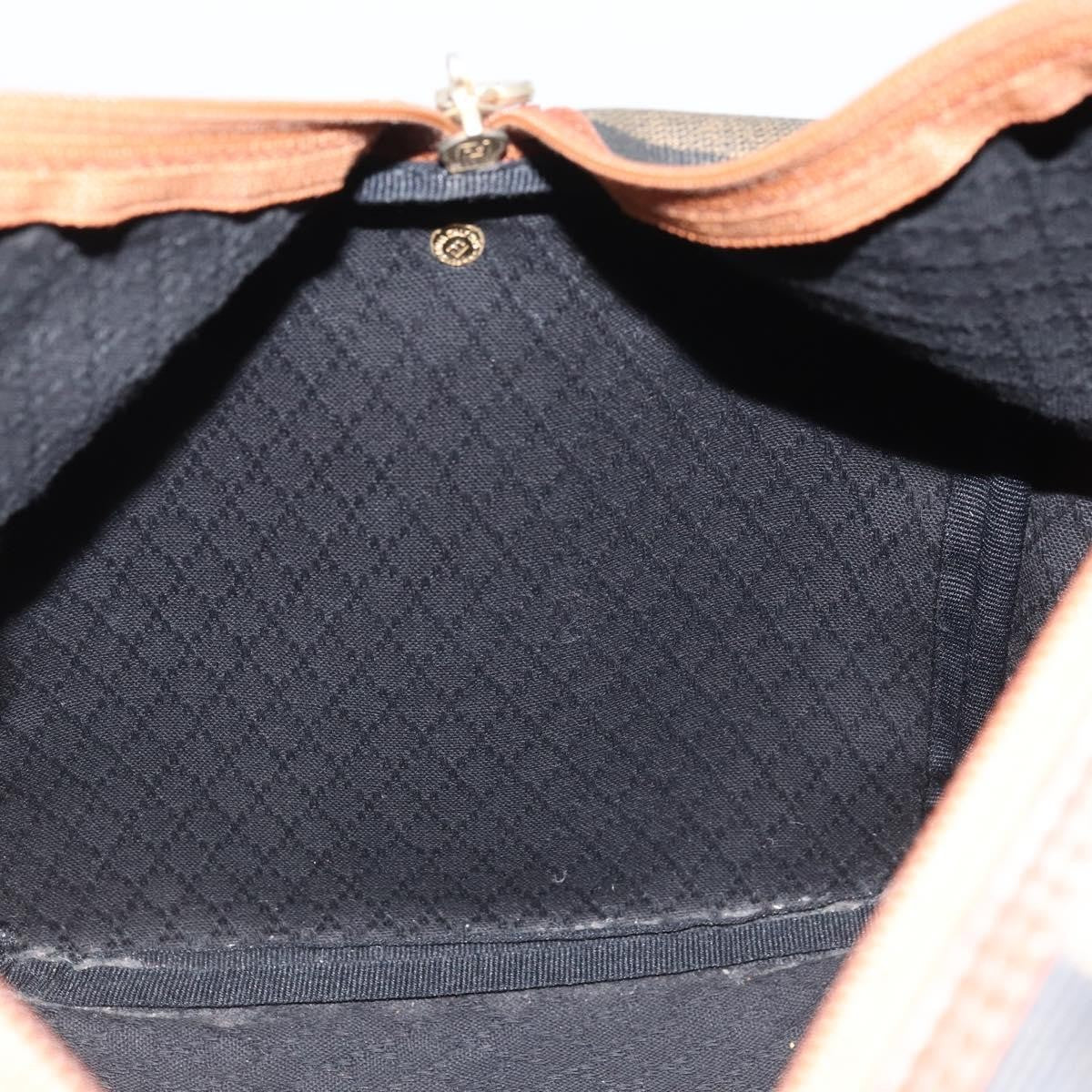 Fendi Vintage Pequin Boston Coated Canvas Brown Canvas Travel Bag Bag (Pre-Owned)
