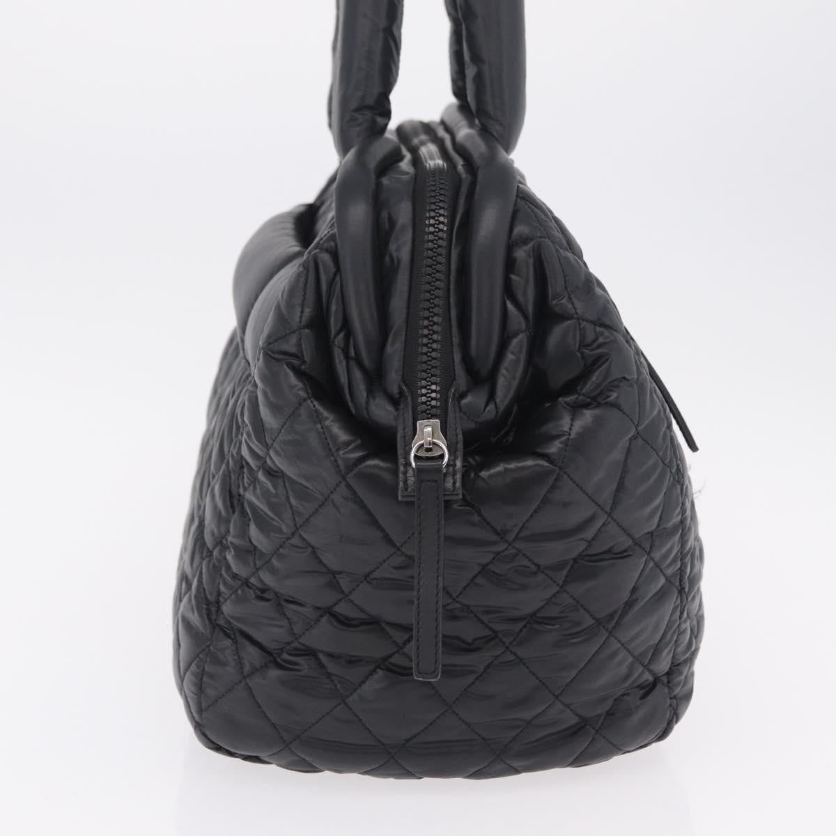 Chanel Coco Cocoon Bowling Quilted Nylon Black Nylon Handbag (Pre-Owned)