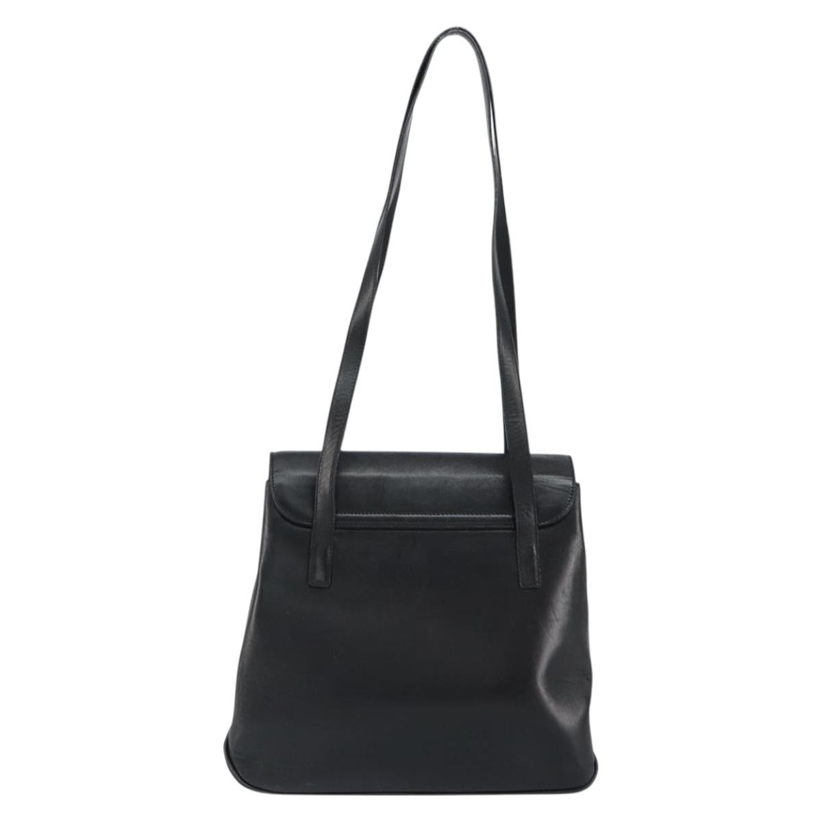 Salvatore Ferragamo Vala Leather Black Leather Tote Bag Bag (Pre-Owned)