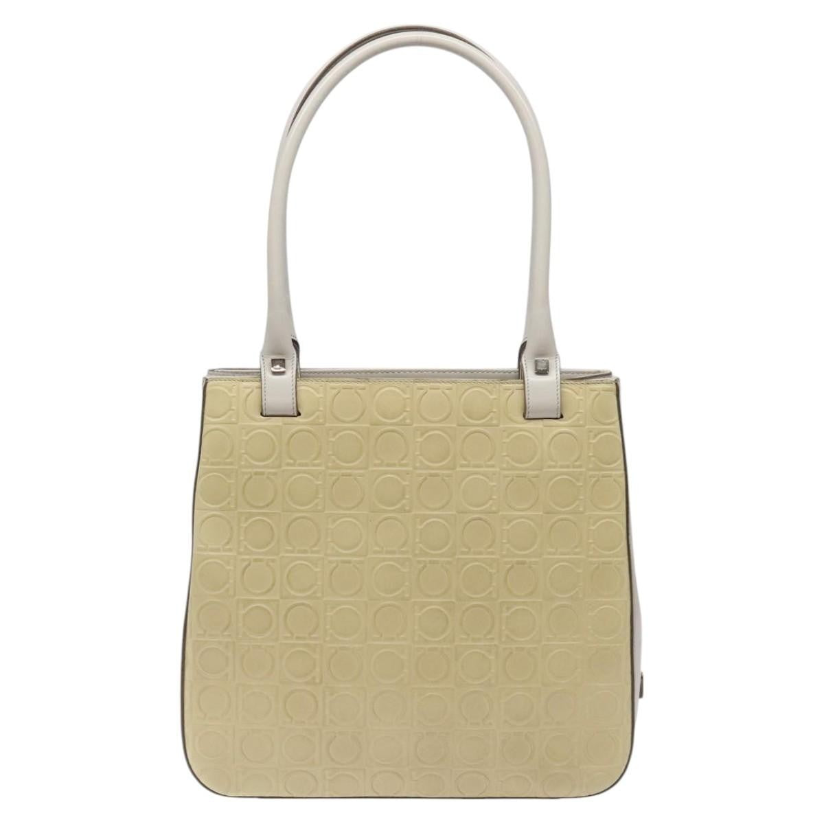 Salvatore Ferragamo Gancini Leather Beige Leather Shoulder Bag Bag (Pre-Owned)
