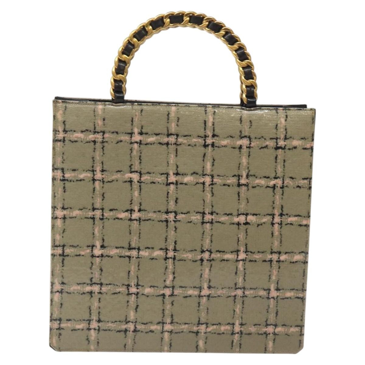 Chanel Vintage Chocolate Bar Tote Leather Beige Leather Tote Bag Bag (Pre-Owned)