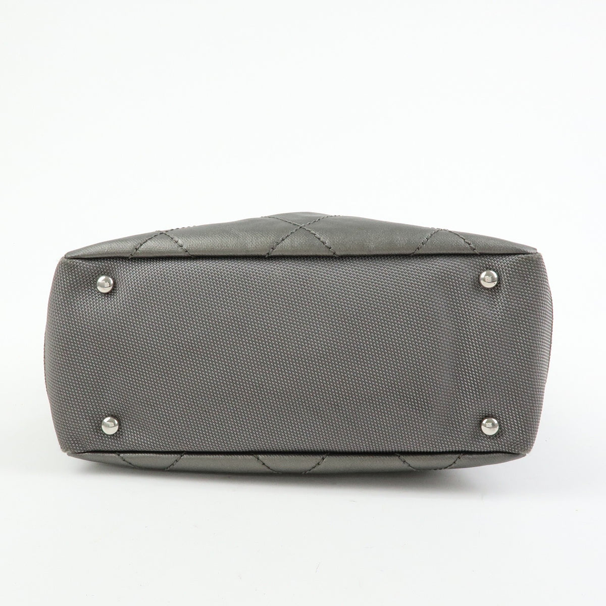 Chanel Biarritz Quilted Coated Canvas Gray Canvas Tote Bag Bag (Pre-Owned)