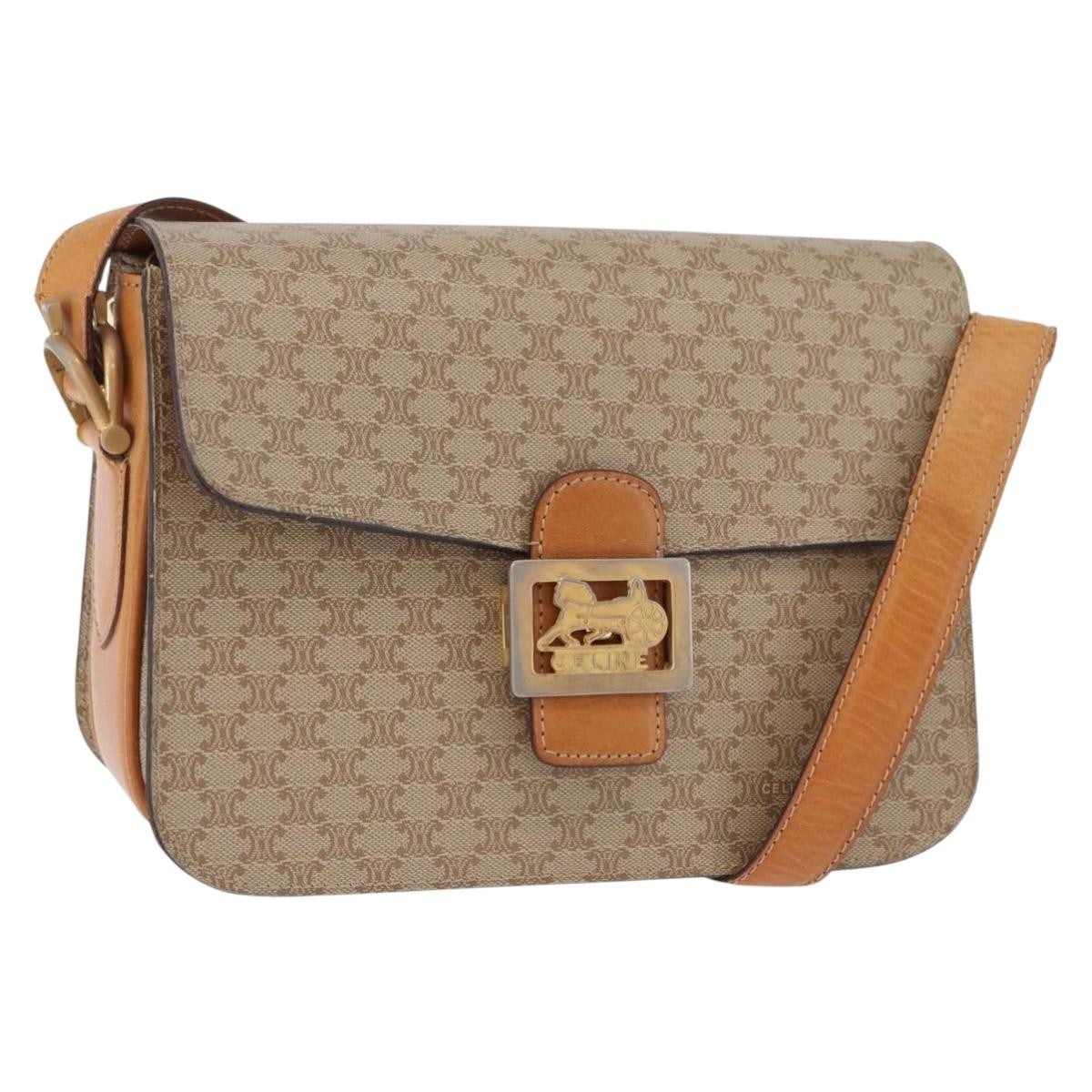 Celine Macadam Canvas Beige Canvas Shoulder Bag Bag (Pre-Owned)