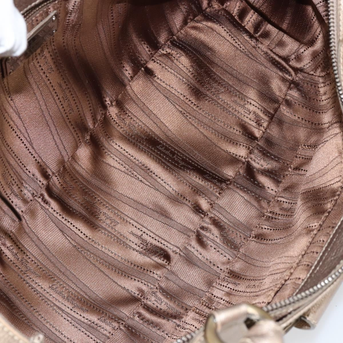 Salvatore Ferragamo Gancini Tote Leather Gold Leather Tote Bag Bag (Pre-Owned)