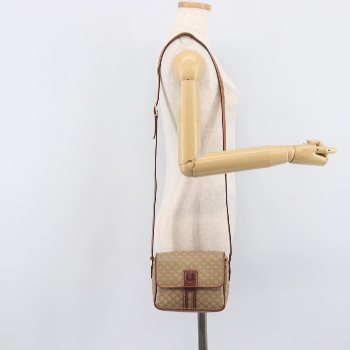 Celine Macadam Shoulder Canvas Beige Canvas Crossbody Bag Bag (Pre-Owned)